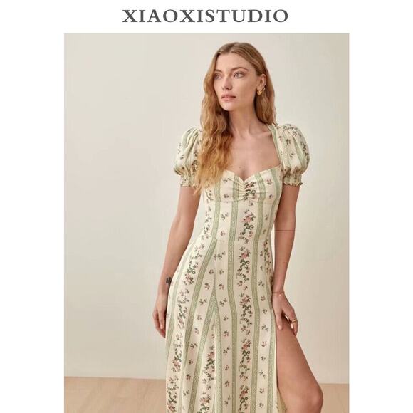 Reformation Lacey Linen Midi Dress - M - Picture 7 of 8